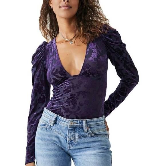 Free People Intimately Magic Hour Velvet Burnout Bodysuit - Picture 3 of 9